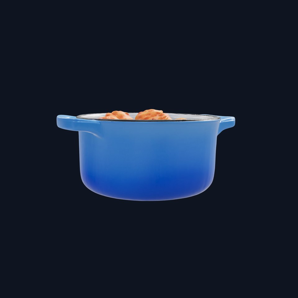 Contemporary Dutch Oven Pot with Meatballs Model Pack